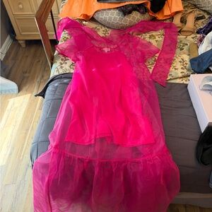 Sugarlips Vibrant Pink Sheer Maxi Dress